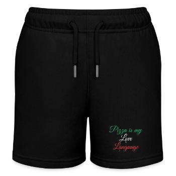 Pizza love letter - Kinder Organic Joggingshorts Mini Bolter von Stanley/Stella - Schwarz - Vorne