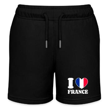 J’aime la France France - Fan de Love Heart France - Short de jogging enfant bio Stanley/Stella - noir - Devant