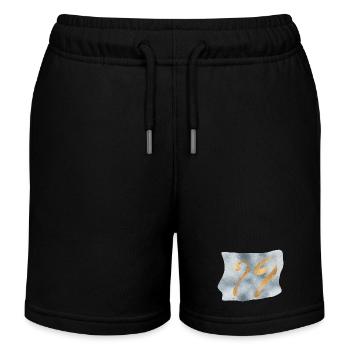 Golden question marks on blue - Kids Organic Sweat Shorts by Stanley/Stella - black - Front