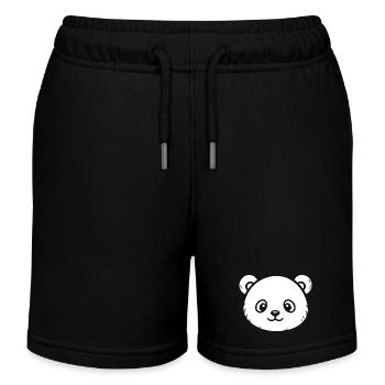 Cute Panda Sketch – Fluffy Animal Motif - Kids Organic Sweat Shorts by Stanley/Stella - black - Front