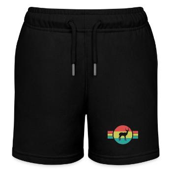 Antilope Retro Sunset – Safari Wildtier - Kinder Organic Joggingshorts Mini Bolter von Stanley/Stella - Schwarz - Vorne
