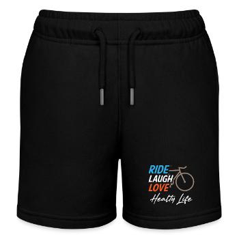 Ride Laugh Love Healty Life - Kinder Organic Joggingshorts Mini Bolter von Stanley/Stella - Schwarz - Vorne