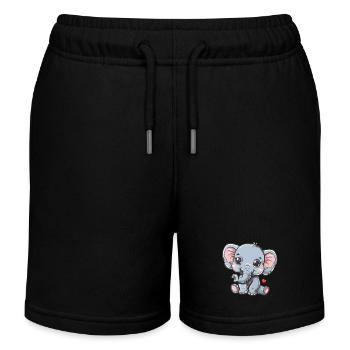 Süßer Elefant Mit Herz Für Kinder - Kinder Organic Joggingshorts Mini Bolter von Stanley/Stella - Schwarz - Vorne