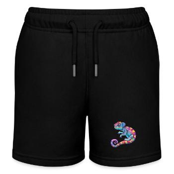 Voyage de découverte de caméléons colorés - Short de jogging enfant bio Stanley/Stella - noir - Devant