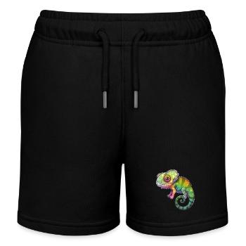 Buntes Chamäleon Fantasie Kreatur - Kinder Organic Joggingshorts Mini Bolter von Stanley/Stella - Schwarz - Vorne