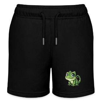Mignon ami caméléon aux yeux verts - Short de jogging enfant bio Stanley/Stella - noir - Devant