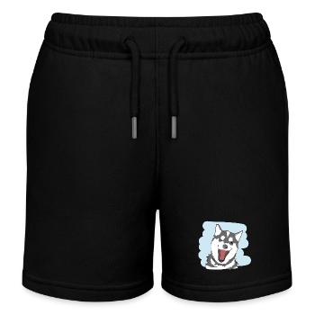 Illustrations Design "Husky Kisses" - Kinder Organic Joggingshorts Mini Bolter von Stanley/Stella - Schwarz - Vorne