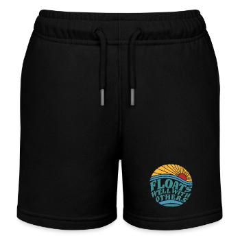 Summer River Floats Well With Others Float Trip - Kids Organic Sweat Shorts by Stanley/Stella - black - Front
