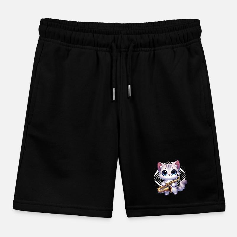 Adorable chat avec saxophone design Short de jogging enfant bio Stanley/Stella