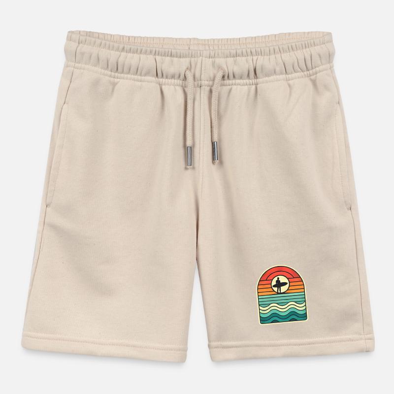 Silhouette de surfeur rétro coucher de soleil Short de jogging enfant bio Stanley/Stella
