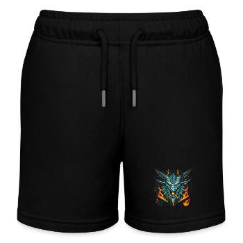 Insigne de tête de dragon flamboyant féroce - Short de jogging enfant bio Stanley/Stella - noir - Devant