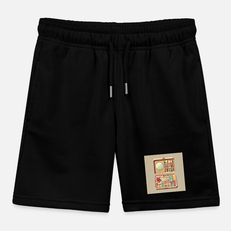 Vintage Makeup Palette Illustration Kids Organic Sweat Shorts by Stanley/Stella
