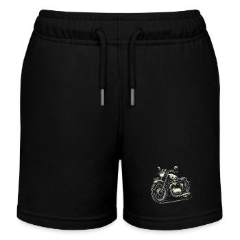 Vintage Classic Motorcycle Illustration - Kids Organic Sweat Shorts by Stanley/Stella - black - Front