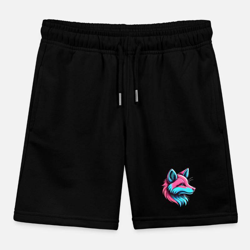 Neon Fox Glow Artistic Design Kids Organic Sweat Shorts by Stanley/Stella