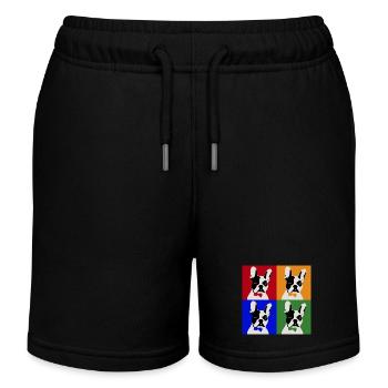 French Bulldog Art Motif - Kids Organic Sweat Shorts by Stanley/Stella - black - Front