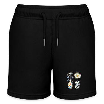 Marguerites vintage dans des vases originaux - Short de jogging enfant bio Stanley/Stella - noir - Devant