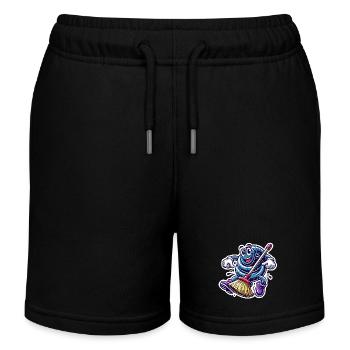 Funny Custodian Rubber Hose Cartoon - Kids Organic Sweat Shorts by Stanley/Stella - black - Front