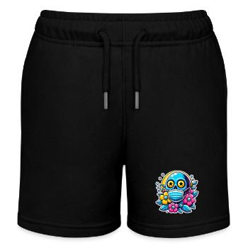 Mort à l’intérieur du crâne avec des fleurs arc-en-ciel - Short de jogging enfant bio Stanley/Stella - noir - Devant