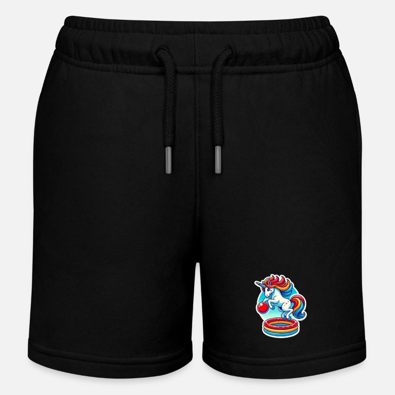 Bunter Einhorn Pool Bounce Spaß - Kinder Organic Joggingshorts Mini Bolter von Stanley/Stella - Schwarz