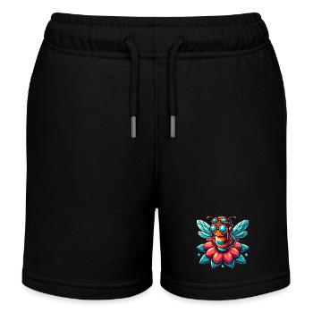 Niedliche Fliegerbiene auf Blumendesign - Kinder Organic Joggingshorts Mini Bolter von Stanley/Stella - Schwarz - Vorne