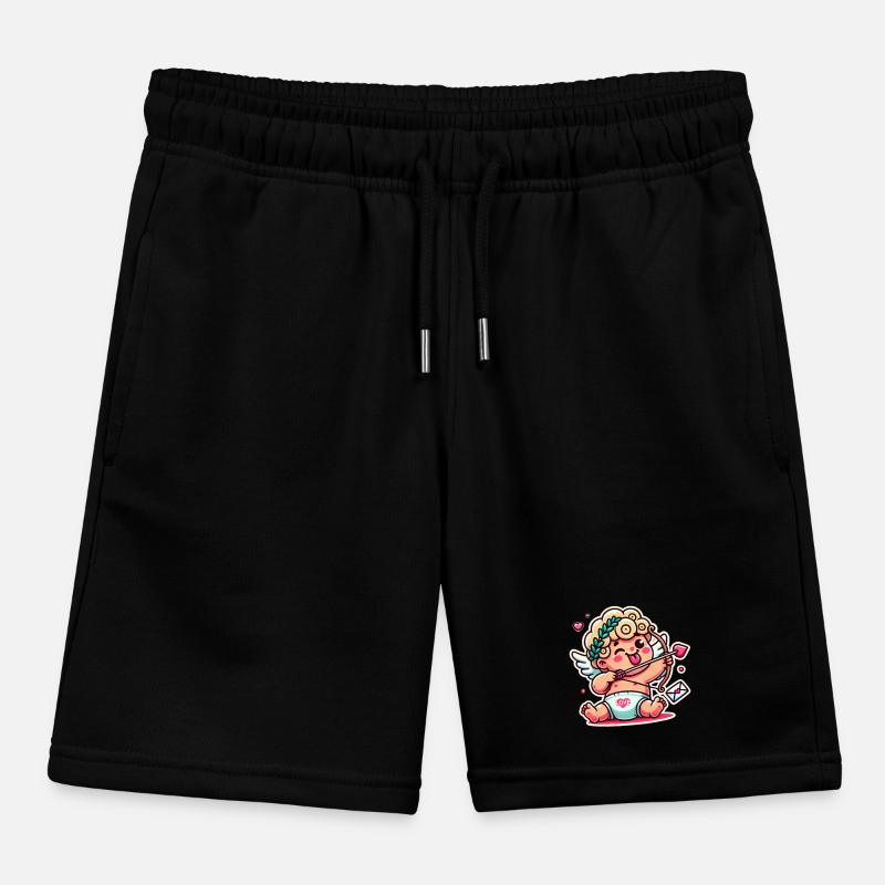 Funny Cartoon Cupid with Bow Arrow Kids Organic Sweat Shorts by Stanley/Stella