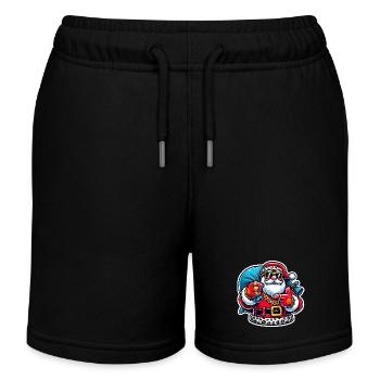 Cooler Weihnachtsmann mit Swag-Aufkleber-Design - Kinder Organic Joggingshorts Mini Bolter von Stanley/Stella - Schwarz - Vorne