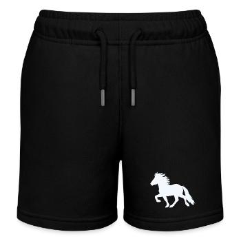 Islandpferd 6, Edler Tölter - Kinder Organic Joggingshorts Mini Bolter von Stanley/Stella - Schwarz - Vorne