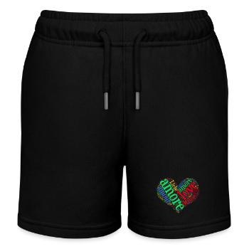 t-shirt amour amour amour Liebe amor nuage de mots - Short de jogging enfant bio Stanley/Stella - noir - Devant