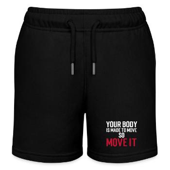 Your Body Is Made To Move - So Move It Weiss/Rot - Kinder Organic Joggingshorts Mini Bolter von Stanley/Stella - Schwarz - Vorne