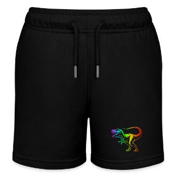 Tyrannosaurus Rex Dinosaurier, Regenbogen T-Rex - Kinder Organic Joggingshorts Mini Bolter von Stanley/Stella - Schwarz - Vorne