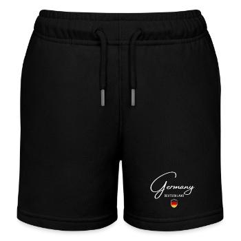 Germany, elegant minimalist design - Kids Organic Sweat Shorts by Stanley/Stella - black - Front