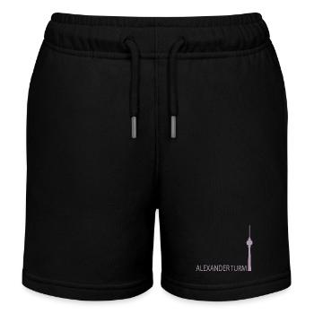 Funny Berlin TV Tower Silhouette Parody - Kids Organic Sweat Shorts by Stanley/Stella - black - Front