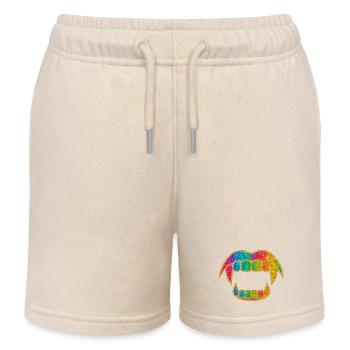 Rainbow Glitter Mouth - Kids Organic Sweat Shorts by Stanley/Stella - soft Ecru - Front