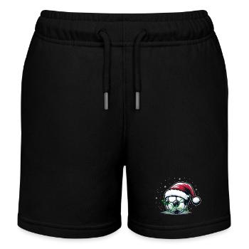 Football Christmas Hat Kids Christmas Gift - Kids Organic Sweat Shorts by Stanley/Stella - black - Front