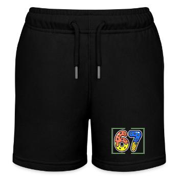 Sixty-seven, 67, 6, 7 - Kids Organic Sweat Shorts by Stanley/Stella - black - Front