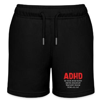 ADHD Thought Cascade in the Morning - Kids Organic Sweat Shorts by Stanley/Stella - black - Front