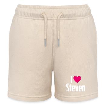 I Love Steven Pinkes Herz Ich liebe Steven - Kinder Organic Joggingshorts Mini Bolter von Stanley/Stella - Natur - Vorne