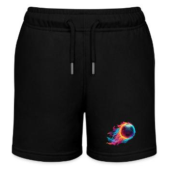 Feuriger Fußball - Soccer Ball Fire - Kinder Organic Joggingshorts Mini Bolter von Stanley/Stella - Schwarz - Vorne
