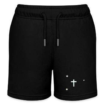 Celestial Cross with Stars - Kids Organic Sweat Shorts by Stanley/Stella - black - Front