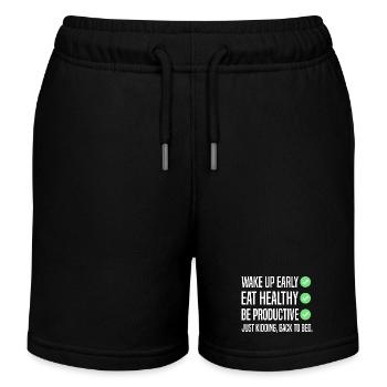 Funny New Year's Resolution - Kids Organic Sweat Shorts by Stanley/Stella - black - Front