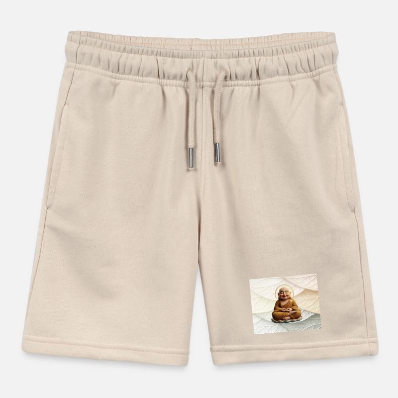 Buddha on leaf pattern Kids Organic Sweat Shorts by Stanley/Stella
