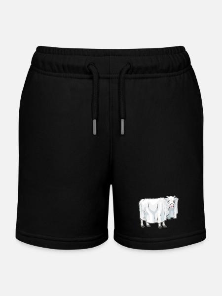 Kuh Halloween Geist - Kinder Organic Joggingshorts Mini Bolter von Stanley/Stella - Schwarz