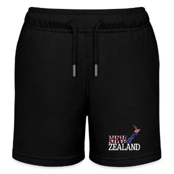 New Zealand Land Map - Kids Organic Sweat Shorts by Stanley/Stella - black - Front