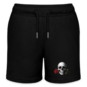 Motif de la rose de crâne pour fans de rock Tatouage gothique - Short de jogging enfant bio Stanley/Stella - noir - Devant