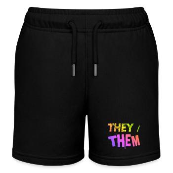 they / them Geschenkidee LGBTQ+ nonbinary Pronomen - Kinder Organic Joggingshorts Mini Bolter von Stanley/Stella - Schwarz - Vorne