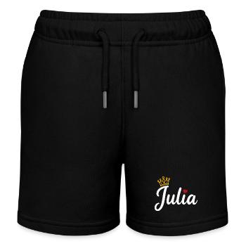 Julia Name Krone Herz Kalligraphie personalisiert - Kinder Organic Joggingshorts Mini Bolter von Stanley/Stella - Schwarz - Vorne