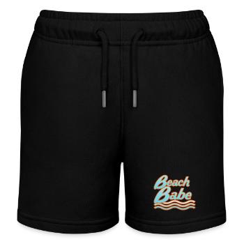 Typographie des vagues néon Beach Babe - Short de jogging enfant bio Stanley/Stella - noir - Devant