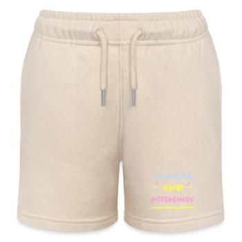 Normalize our Differences - Inclusion ASD ADHD - Kids Organic Sweat Shorts by Stanley/Stella - soft Ecru - Front