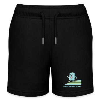 Kawaii E-Bike Battery Ready To Shred - Kids Organic Sweat Shorts by Stanley/Stella - black - Front
