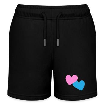 Cœurs connectés Bleu Rose - Short de jogging enfant bio Stanley/Stella - noir - Devant